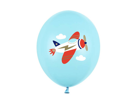 Balony niebieskie z samolotem 30cm 10 sztuk SB14P-312-001J-10x