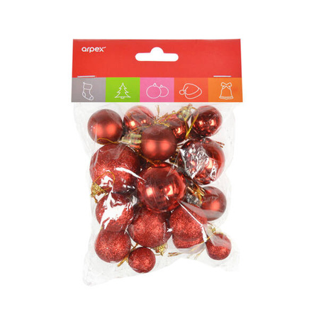 Bombki choinkowe dekorowane czerwone 20 sztuk BN6417CZE-7598