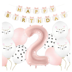 Balony na 2 urodziny Kotki Kotek zestaw urodzinowy zes-bal-kot-3