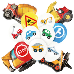 Balony Auta Budowa zestaw 13 sztuk zes-AUTA12