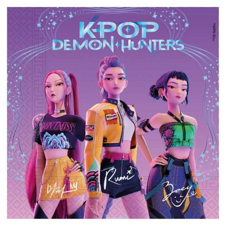 Zestaw urodzinowy K-POP DEMON HUNTERS dla 8 osób kubeczki talerzyki serwetki zes-K-POP-1