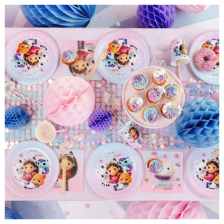 Kubeczki, talerzyki, serwetki Koci Domek Gabi papierowe zestaw urodzinowy na 12 osób zes-GABI3