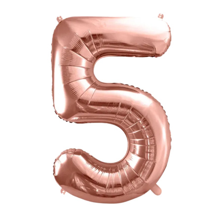 Balon foliowy cyferka 5 różowe złoto 86cm 1 sztuka FB1M-5-019R