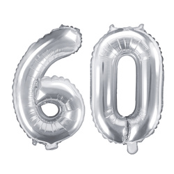 Balony na 60 urodziny srebrne foliowe 35cm FB10M-60-018