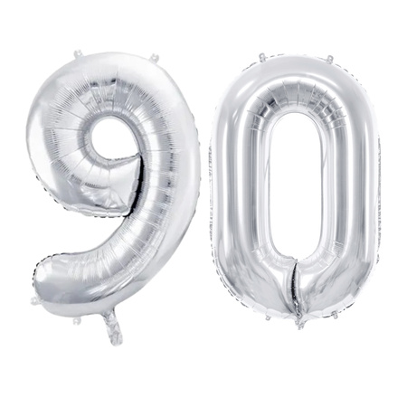 Balony na 90 urodziny srebrne 86cm foliowe FB1M-90-018