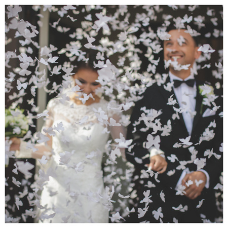 Tuby strzelające konfetti motylki białe wesele ślub sesja 60cm 4 sztuki TUKBT60-4x