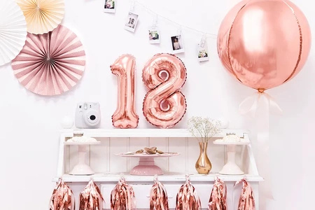 Balony na 18 urodziny różowe złoto rose gold 35cm foliowe FB10M-18-019R