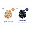Balony metaliczne czarne i złote 30cm 20 sztuk ZB21