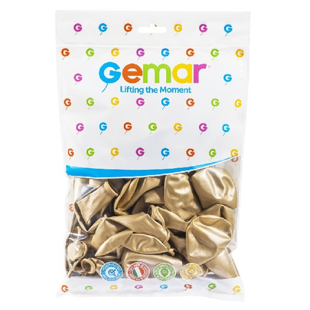 Balony złote 33cm chromowane Shiny Gemar 50 sztuk GB120/88