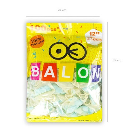 Balony przezroczyste z niebieskim konfetti 30cm 100 sztuk 400481-100x