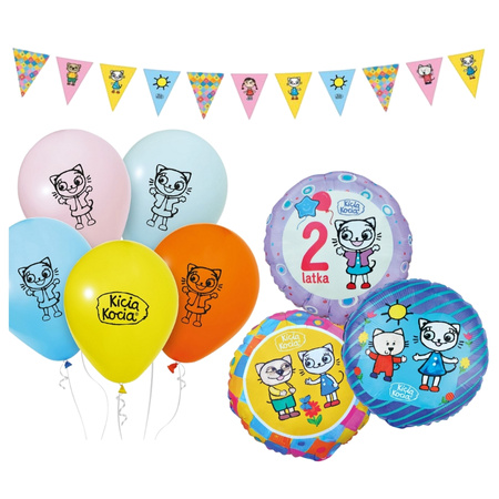 Balony na 2 urodziny Kicia Kocia girlanda kolorowe dekoracje zestaw zes-KICIA13
