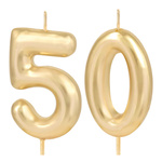 Świeczki na tort 50 złota połysk 6 cm sw50-1