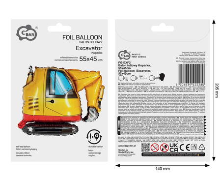 Balon foliowy Koparka 55 x 45 cm 1 sztuka FG-EXF2