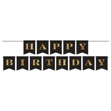 Baner urodzinowy Happy Birthday czarny 250cm 1szt PF-GBGP