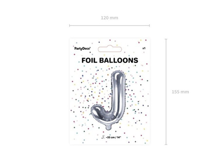 Balon foliowy J srebrny 35cm 1szt FB2M-J-018