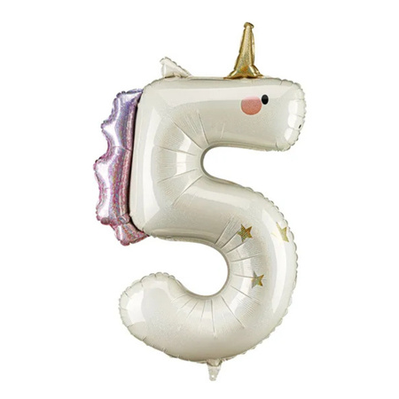 Balon foliowy cyfra 5 jednorożec 92cm 1 sztuka FB359-5