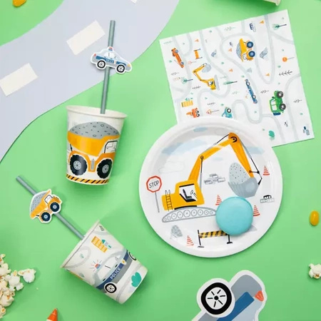 Kubeczki talerzyki serwetki Pojazdy Budowa urodziny zestaw dla 18 osób ZES-AUTO23