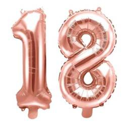 Balony na 18 urodziny różowe złoto rose gold 35cm foliowe FB10M-18-019R