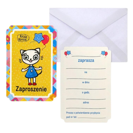 Zaproszenia na urodziny Kicia Kocia kolorowe 6 sztuk PM-ZKKO
