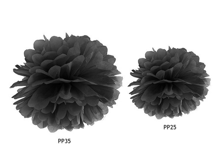 Pompon bibułowy 25cm czarny 1szt pp25-010