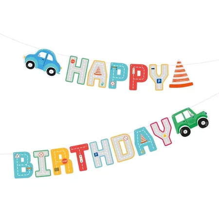 Balony na 5 urodziny Pojazdy Budowa baner Happy Birthday zestaw zes-AUTO18