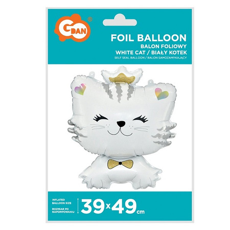 Balon foliowy Kotek biały 39x49cm 1 sztuka BF-HBKO