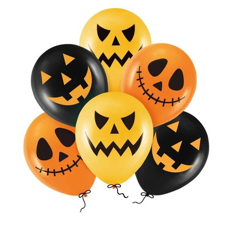 Balony na Halloween pomarańczowe czarne 30cm 6 sztuk 400643