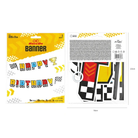 Baner urodzinowy Wyścigówki 220 cm 1 sztuka 168967