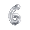 Balon foliowy 6 srebrny 35cm 1szt FB10M-6-018