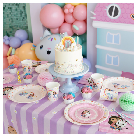Kubeczki, talerzyki, serwetki Koci Domek Gabi urodziny papierowe dla 12 osób zes-GABI10
