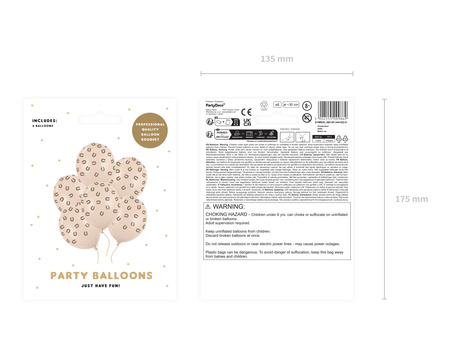 Balony z nadrukiem podkowy alabastrowe 30cm 6 sztuk SB14P-344-022-6