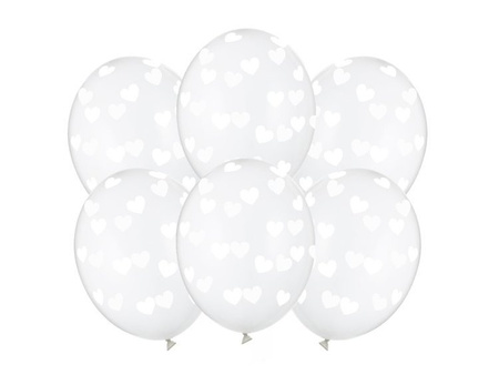 Balony w białe serduszka 30cm 6 sztuk SB14C-228-099W-6