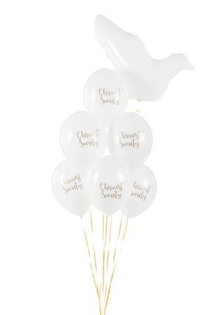 Balony na Chrzest Święty białe 30cm 6 sztuk SB14P-309-008-6x