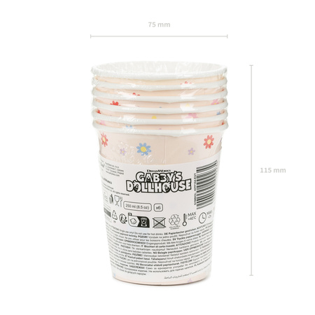 Kubeczki Koci Domek Gabi papierowe urodzinowe 250 ml 6 sztuk KPP104-EU1