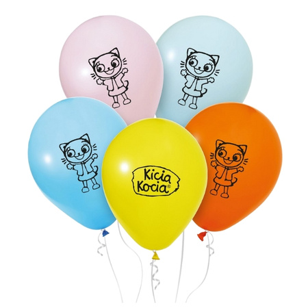 Balony urodzinowe Kicia Kocia kolorowe 30cm 5 sztuk GZ-BKK5