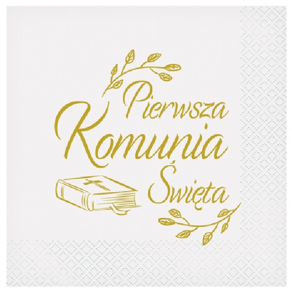 Serwetki dekoracyjne Pierwsza Komunia Święta Biblia 33cm 20 sztuk PW-SKBB-KOMUNIA