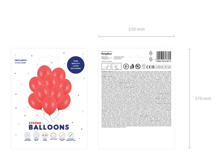 Balony czerwone pastelowe 27cm lateksowe Strong 10 sztuk SB12P-007J-10x