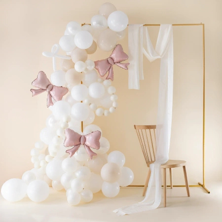 Balony foliowe kokardki różowe szampańskie 55 x 42 cm 3 sztuki 166604