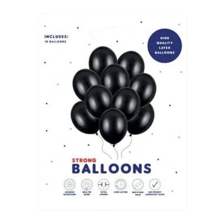 Balony czarne metaliczne 12 cali 30cm Strong 10 sztuk SB14M-010-10x