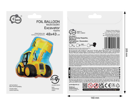 Balon foliowy Koparka 48 x 43 cm 1 sztuka FG-EXF1