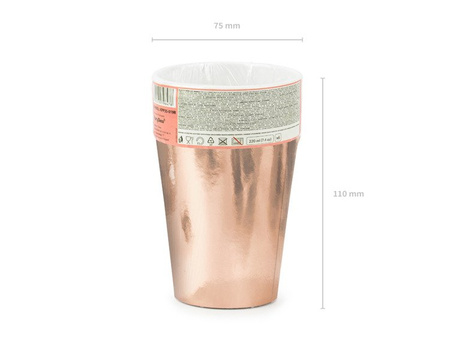 Kubeczki papierowe różowe złoto metalizowane 220ml 6 sztuk KPP35-019R