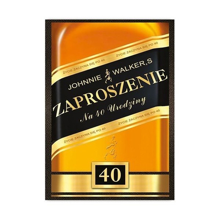 Zaproszenie na 40 urodziny Johnnie z kopertami 10 sztuk ZX6804-10