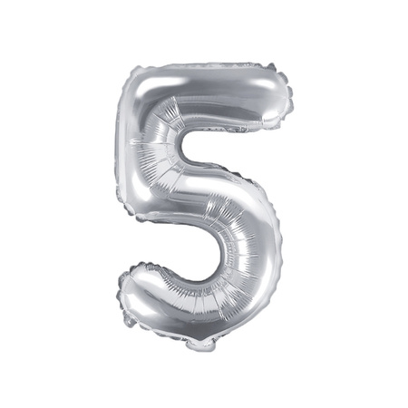 Balon foliowy 5 srebrny 35cm 1szt FB10M-5-018