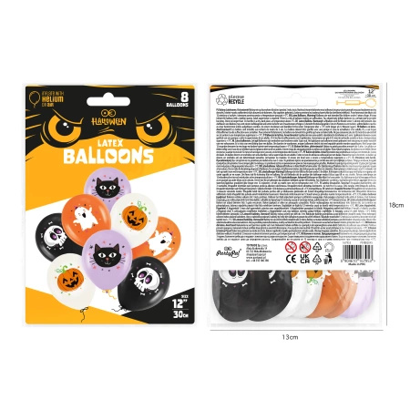 Balony na Halloween 30cm 8 sztuk 167953