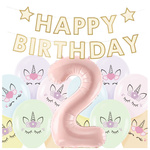 Dekoracje na 2 urodziny Jednorożce baner balony zestaw zes-JED15