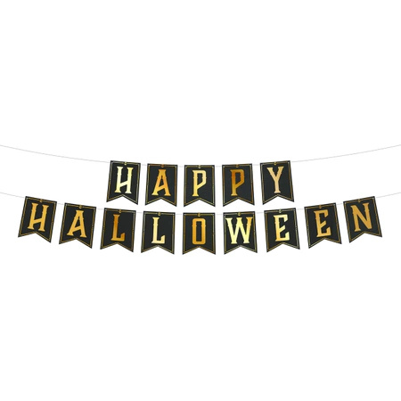 Baner napis Happy Halloween flagi czarny 250cm 1 sztuka 512573