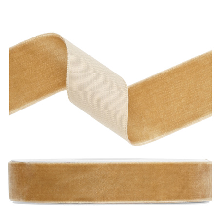 Tasiemka welurowa 25mm zimny złoty 10m 1 sztuka TW25-019Z