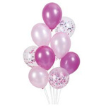 Balony różowe mix z konfetti 30cm 10 sztuk 400864