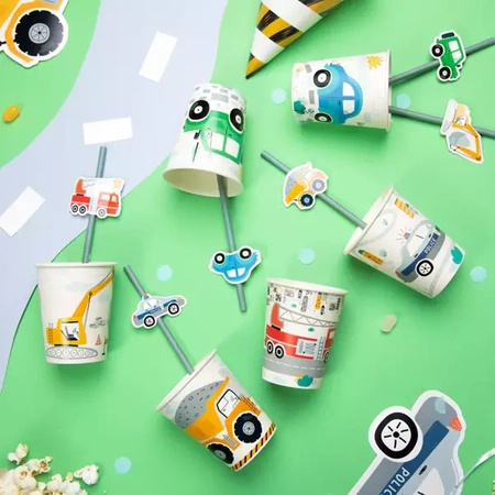 Kubeczki talerzyki serwetki Pojazdy Budowa urodziny zestaw dla 18 osób ZES-AUTO23