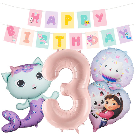 Balony na 3 urodziny Koci Domek Gabi zestaw zes-GABI23